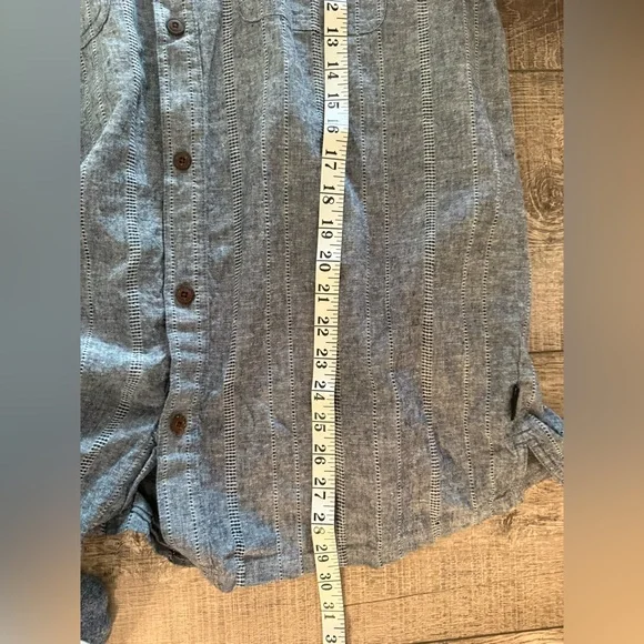 Patagonia Back Step Shirt Large Chambray Navy Button Down Short Sleeve EUC - Picture 4 of 8